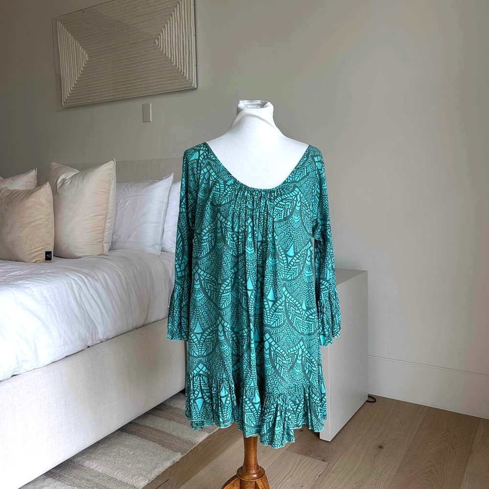 Patricia De La Puente Teal Geometric Dress
